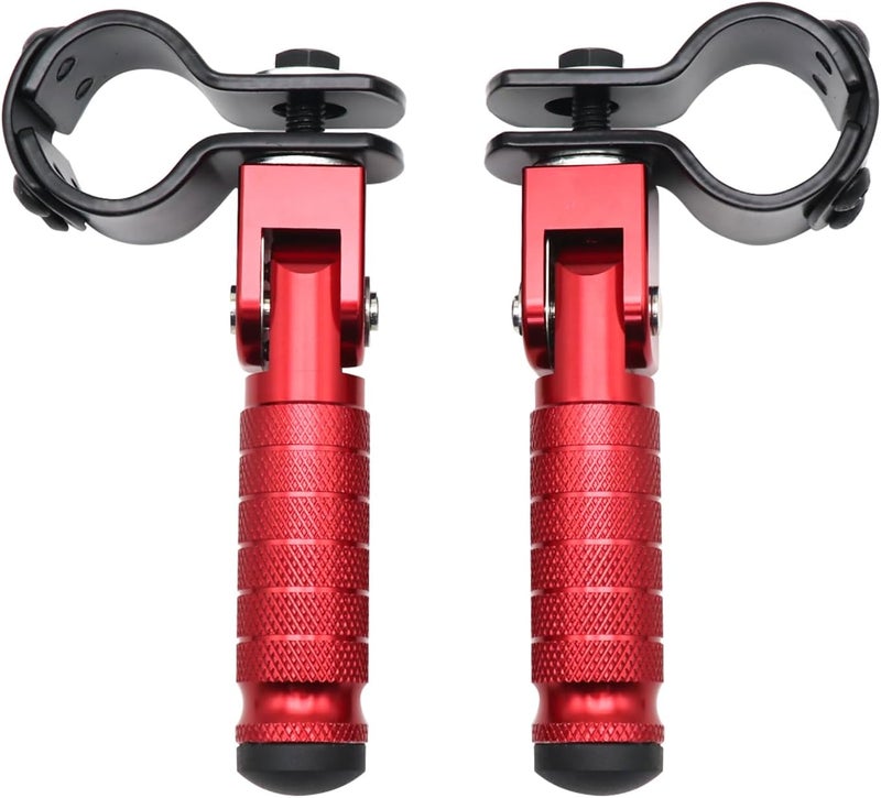 YWLUWEI M8 Motorcycle Foot Rests Fit 1.22-1.29in Motorbike Brackets Foldable Foot Pegs Front Footpeg Rear Footpeg Anti-Skid Rearsets Folded Footrest 90 Degree Fixed Folding Passenger Pedal Supports (Red) - Image 1